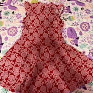 Red and Gold Sleeveless A-Line Dress for Wedding Guests